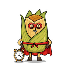 Superhero Wrapped Corn Character with Cape and Clock