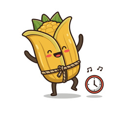 Cute Corn Character Singing with Music Notes Cartoon