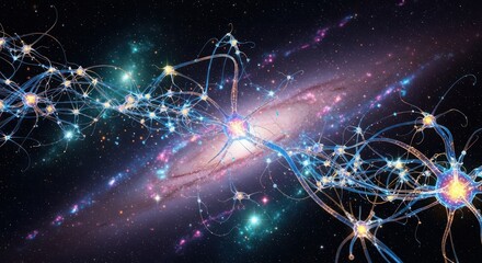 Neurons firing over cosmic background concept of neural network