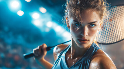 Intense Tennis Player in Action