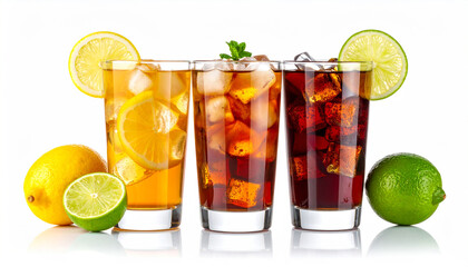 Fototapeta premium Assorted Refreshing Drinks with Lemon and Lime