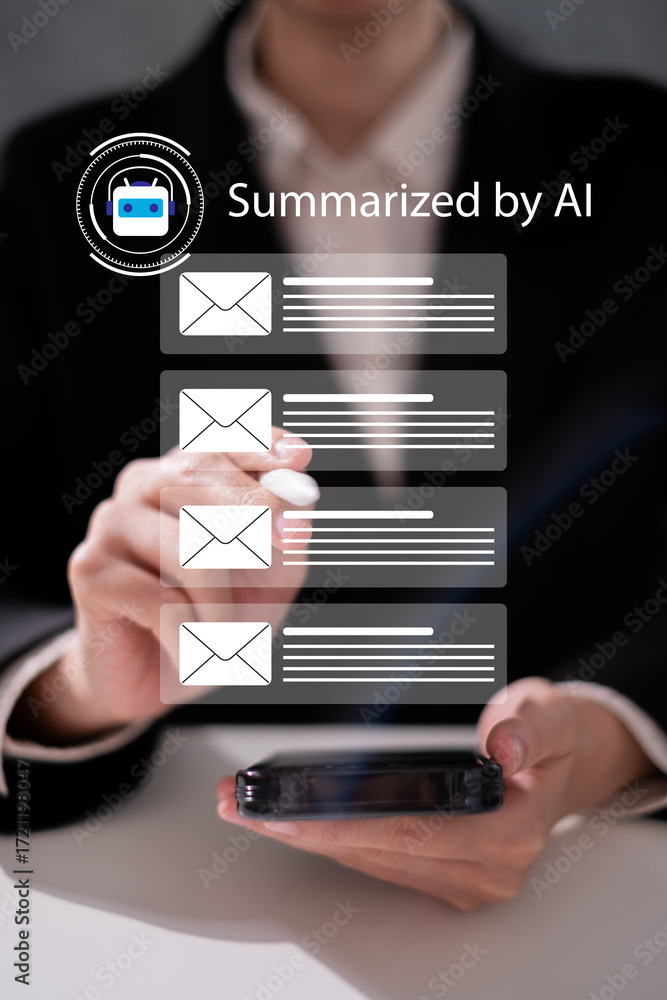 Aufkleber professional businessman using ai artificial intelligence as personal assistant to summary email ele