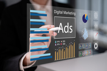 Data analysis chart information report e-business small business company corporate social media campaign promotion digital marketing online advertisement success growth management strategy concept