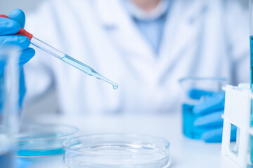 Professional doctor medical healthcare worker physician technician working research in laboratory new vaccine medicine DNA genetic development innovation analysis biotechnology examining pharmacy