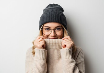 冬ニット女性ポートレート写真