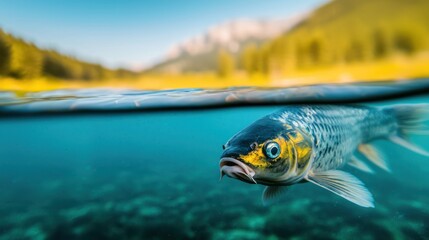 Underwater exploration of a silver fish in a clear lake nature photography tranquil environment close-up view