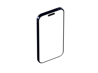 Clean isometric view of a black smartphone with a blank screen, perfect for app presentations or website designs.