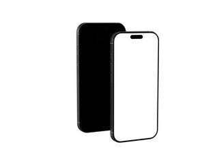 High-quality photo of a modern black smartphone mockup. Perfect for app presentations, website designs, and showcasing your mobile interface. Blank screen for easy cu