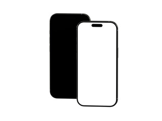 High-quality mockup of two smartphones, one with a black screen and one with a white screen, perfect for app presentations or website design showcases.