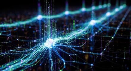Obraz premium Abstract neural network concept, brain cell structure and connections