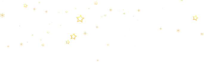 Sparkling gold stars and glitter scattered on a white background. Perfect for festive designs.