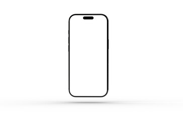 Clean and modern smartphone mockup with a blank screen, ideal for app presentations or website designs.  High-resolution image.