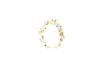 Sparkling golden stars forming a circular frame on white background. Perfect for celebrations, holidays, and festive designs.
