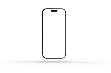 Clean 3D render of a black smartphone with a blank screen, perfect for app presentations or website mockups.