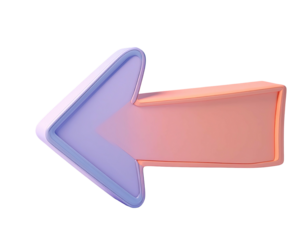 3D stylized left-pointing arrow, light purple and peach