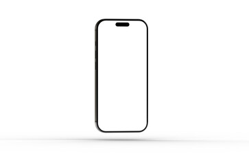 Clean 3D render of a black smartphone with blank screen, ideal for app presentations or website mockups.  High-resolution image.