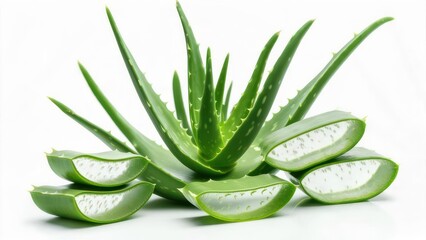 Aloe vera plant and slices