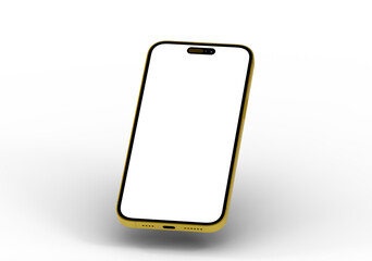 High-quality image of a golden smartphone with a blank screen, perfect for app presentations or website mockups.
