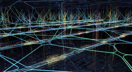 Abstract network structure with lights, digital background design