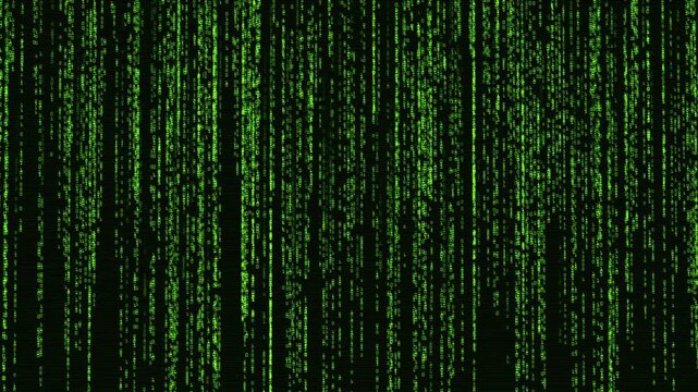 Glowing Green Binary Digits Changing randomly in a Matrix binary matrix code and a schematic brain Artificial Intelligence concept seamless loop 4k