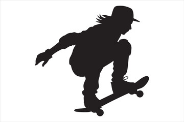 Obraz premium Skateboarder in Action – Monochrome Vector Illustration