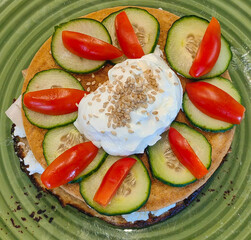 Savory Pancake with Vegetables and Sour Cream.
