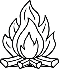 campfire outline vector and illustration line art 