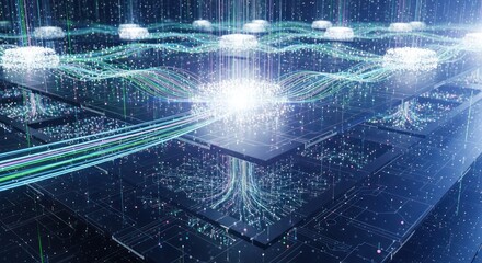 Digital network abstract background, data processing and transmission