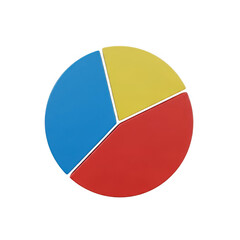 Colorful three-segment pie chart visualizing data proportions and trends transparent background
