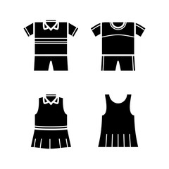 Set Of Tennis T-shirt Sport Black Silhouette icon Symbol Logo Vector Collections