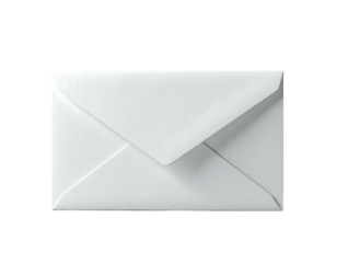 Blank white envelope, closed and facing forward