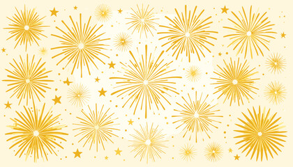 Golden Fireworks Pattern Background Illustration