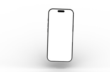 Clean and modern smartphone mockup with a blank white screen, perfect for app presentations or website designs.  High-resolution image.