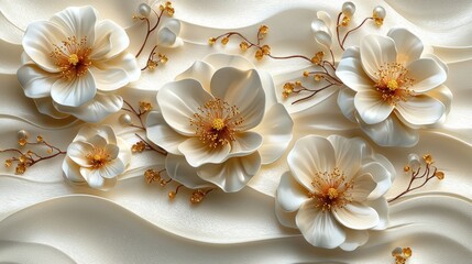 Elegant cream flowers on textured surface