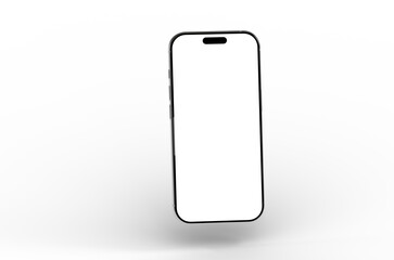 Clean and modern smartphone mockup with a blank white screen, perfect for app presentations or website designs. Isolated on white background.