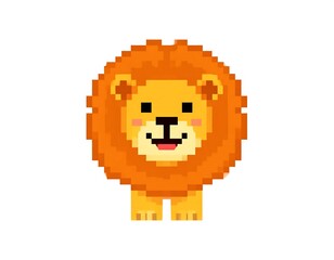 Obraz premium Cute pixel lion illustration