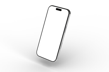 High-quality photo of a modern smartphone with a blank screen, perfect for app presentations or website mockups. Isolated on white background.