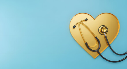 Health Care Awareness Concept. International World Heart Day. Paper Cut as Heart Shape with Stethoscope in Top View. Life, Love and Care for Heart and Cardiovascular