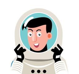 Cartoon astronaut avatars in spacesuit