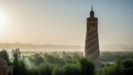 Ancient Mosque Tower at Dawn
