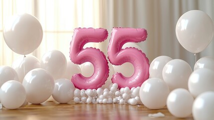 Pink Balloon Birthday Celebration with White Balloons