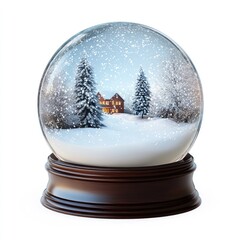 Charming Snow Globe with Winter Scene and Trees
