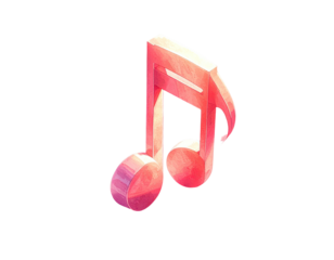 3D stylized pink music note graphic
