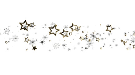 Elegant holiday background with gold stars and snowflakes. Perfect for cards, banners, and more!