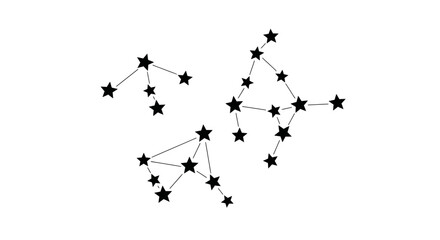 Celestial constellation illustration, a minimalist style of star groupings connected by lines