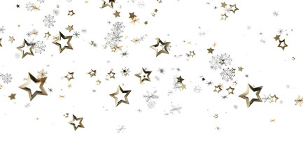 Beautiful winter holiday background with gold stars and snowflakes. Perfect for Christmas, New Year, and winter celebrations.