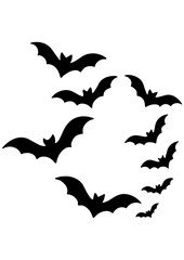 Fototapeta premium Black and white vector of bat silhouettes. Simple Halloween design for engrave, laser engrave, prints and creative spooky projects