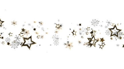 Elegant winter design with gold stars and snowflakes. Perfect for holiday cards, banners, and more.