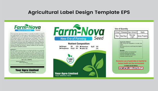 Agricultural Pesticide Product Label Design Vector Template