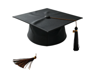Black graduation cap with tassel